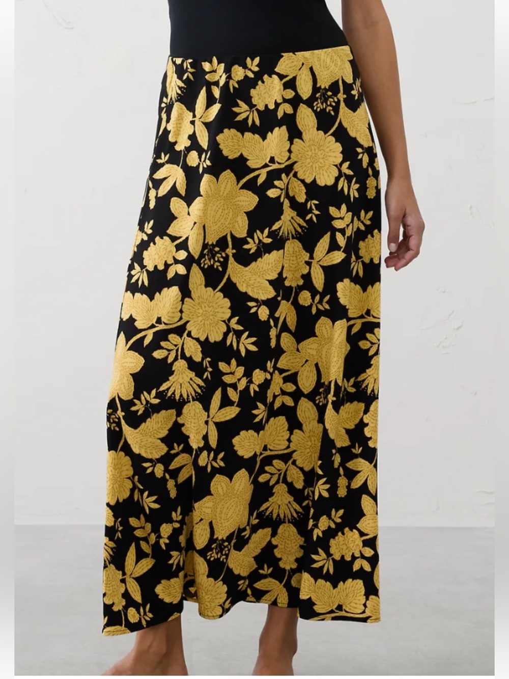 Banana Republic Factory Classic Maxi Skirt Black Floral Botanical Petite Medium